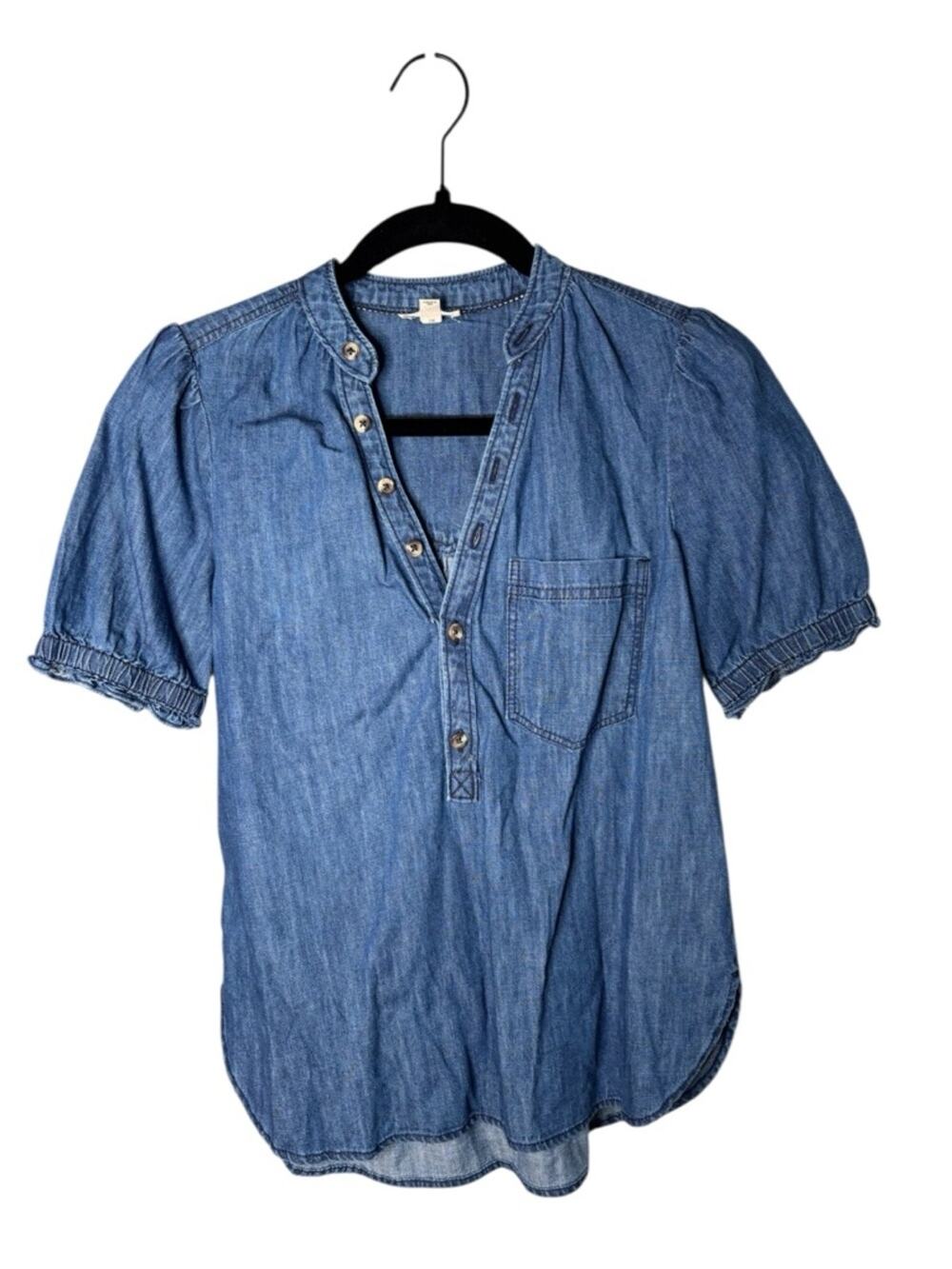 Pilcro Anthropologie Denim Short Sleeve Button Front Top XXS